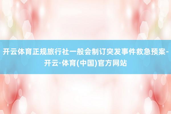 开云体育正规旅行社一般会制订突发事件救急预案-开云·体育(中国)官方网站